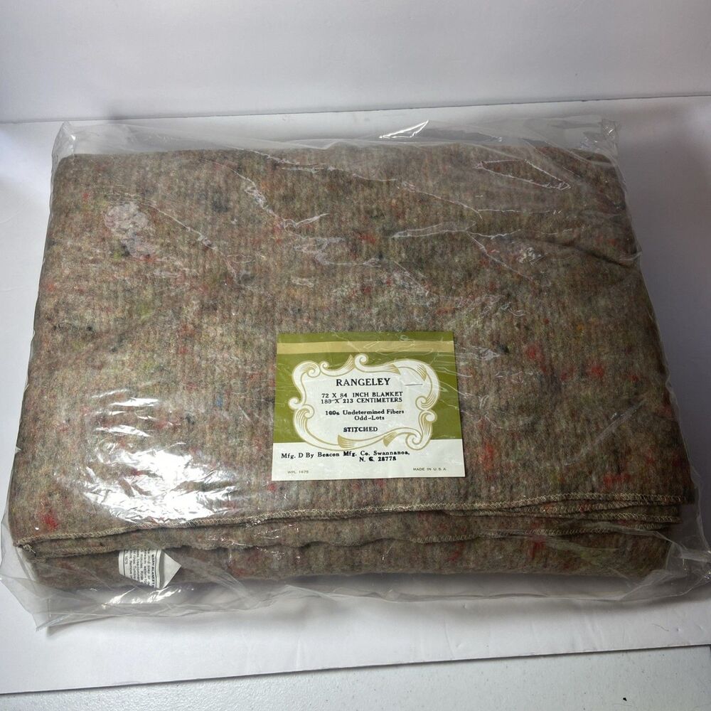 New Vintage 1960s–70s Beacon Rangeley Blanket 72x84 Wool Blend USA Made NIP